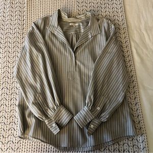 Ann Mashburn Green Striped Shirt, Medium M